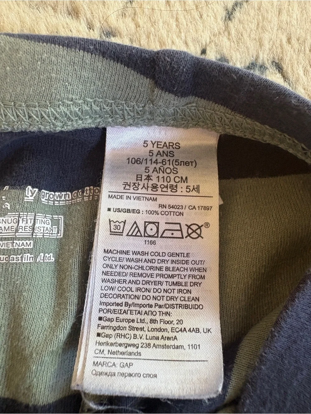 GAP Green and Navy Star Wars Kids Pajama Set